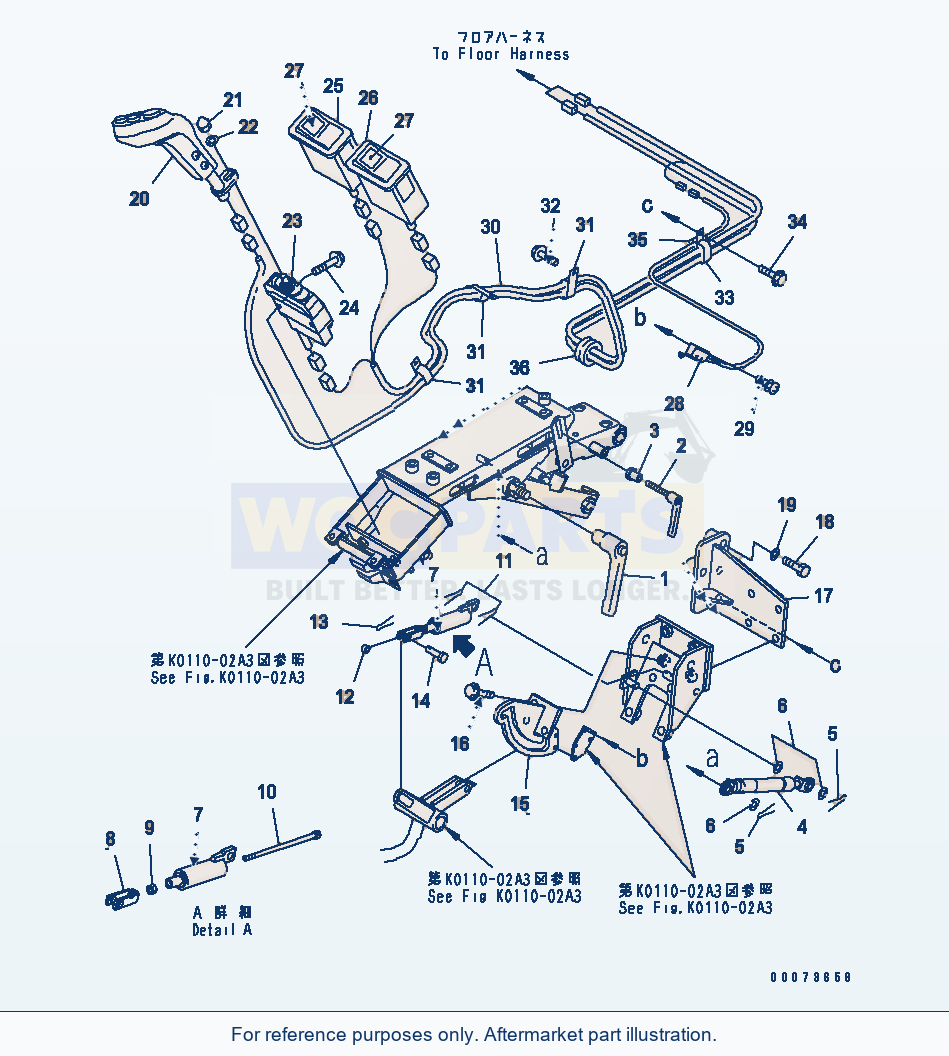 Komatsu WA470-5 Joy-Stick Steering (Lever) parts diagram