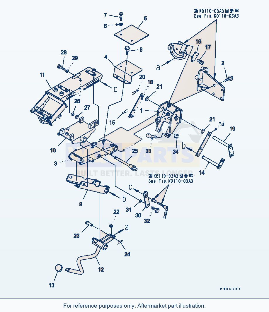 Komatsu WA470-5 Joy-Stick Steering (Link) parts diagram