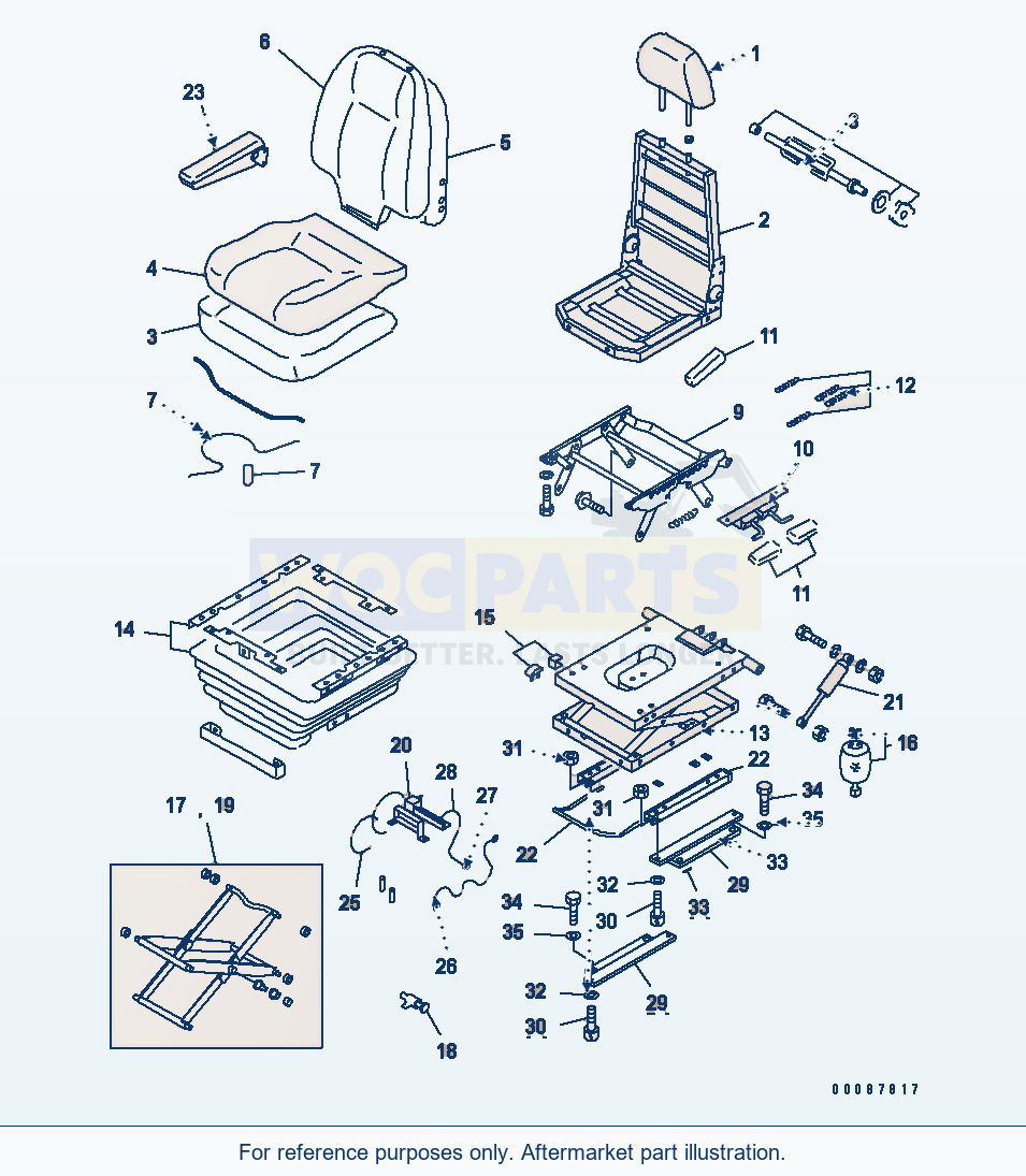 Komatsu WA470-5 Operator'S Seat (Air Suspension) (Kab) parts diagram