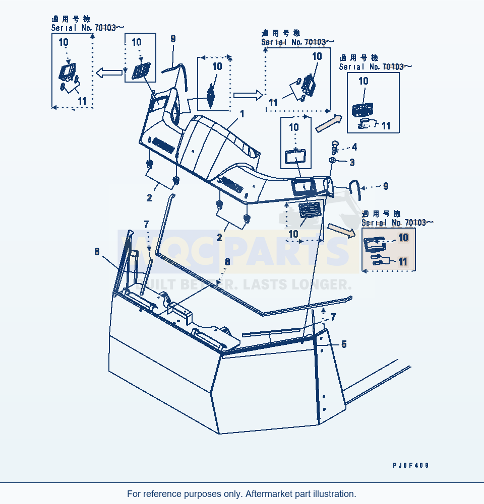 Komatsu WA470-5 Rops And Head Guard Canopy (Accesary) parts diagram