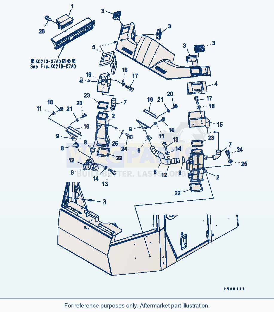 Komatsu WA470-5 Rops Cab (Air Duct) (Except Japan) parts diagram