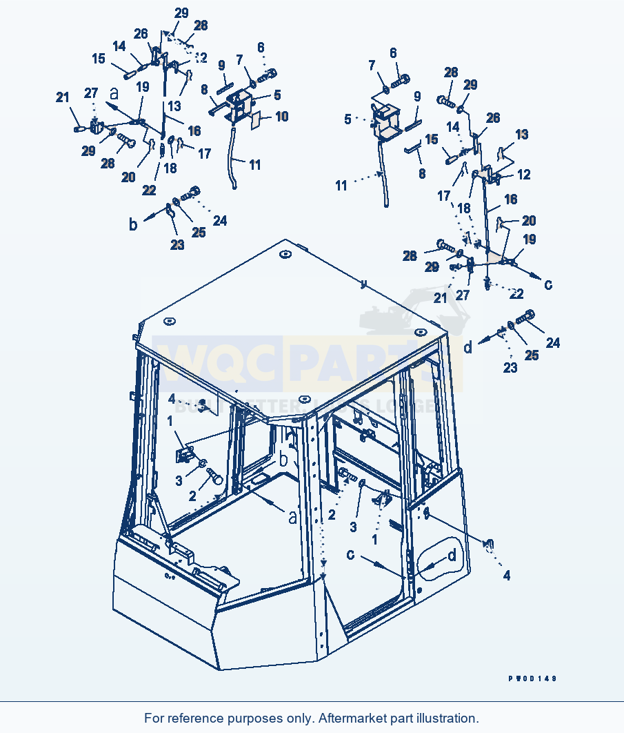 Komatsu WA470-5 Rops Cab (Door Lever Related Parts) parts diagram