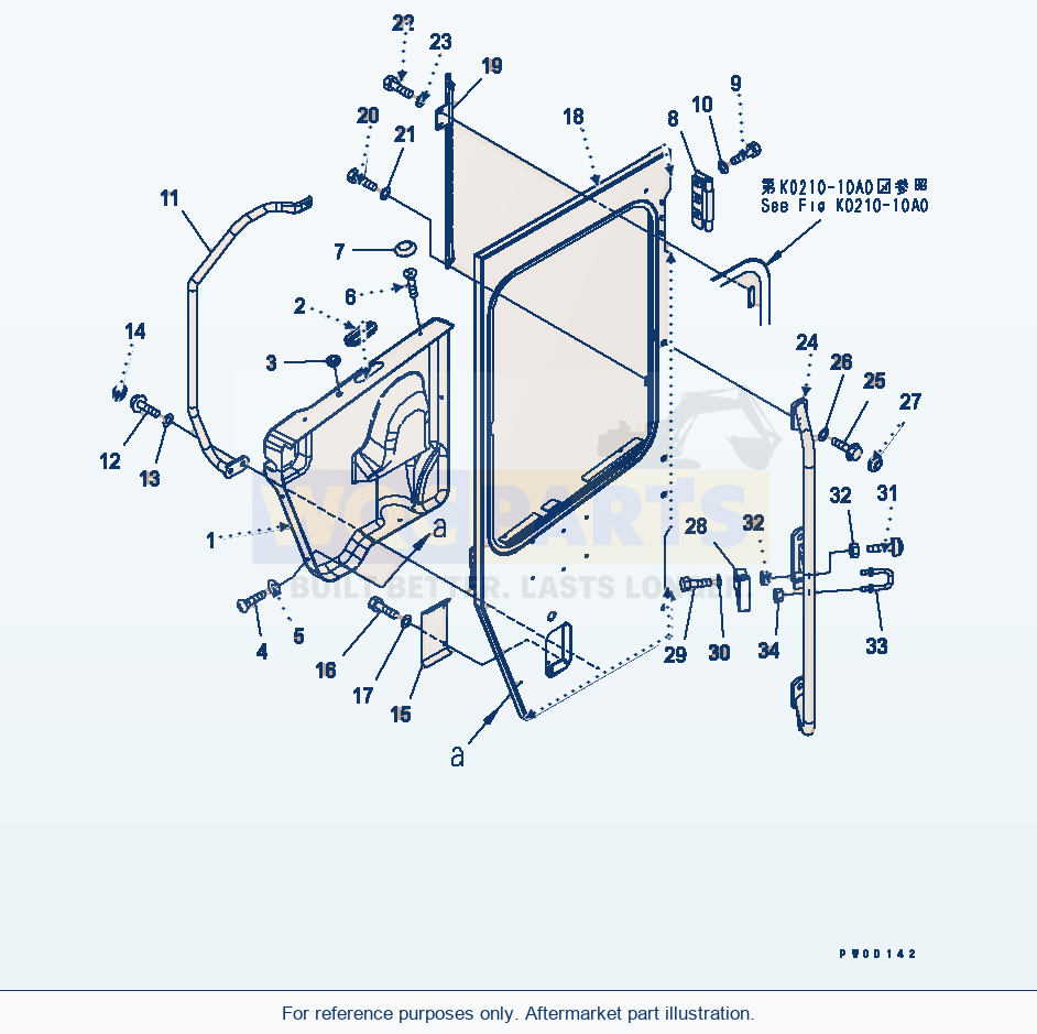 Komatsu WA470-5 Rops Cab (Door Related Parts, L.H.) parts diagram
