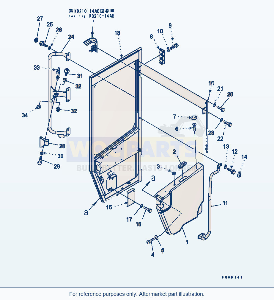 Komatsu WA470-5 Rops Cab (Door Related Parts, R.H.) parts diagram