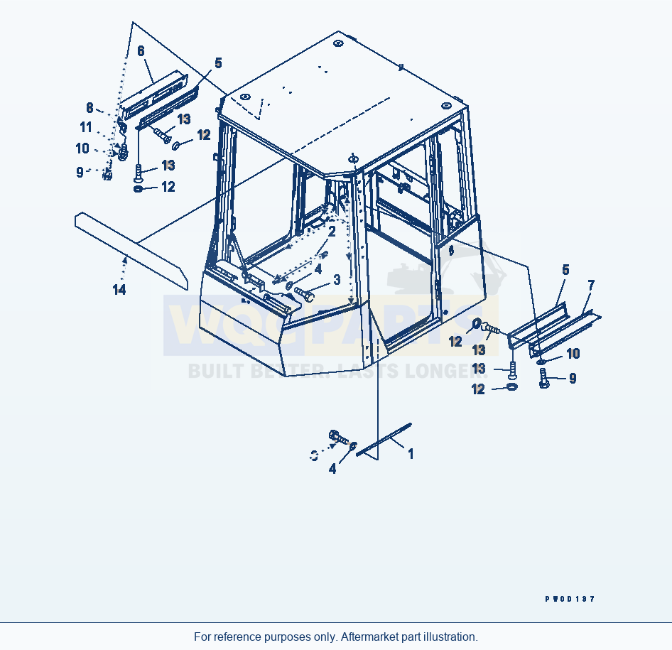 Komatsu WA470-5 Rops Cab (Door Related Parts) parts diagram