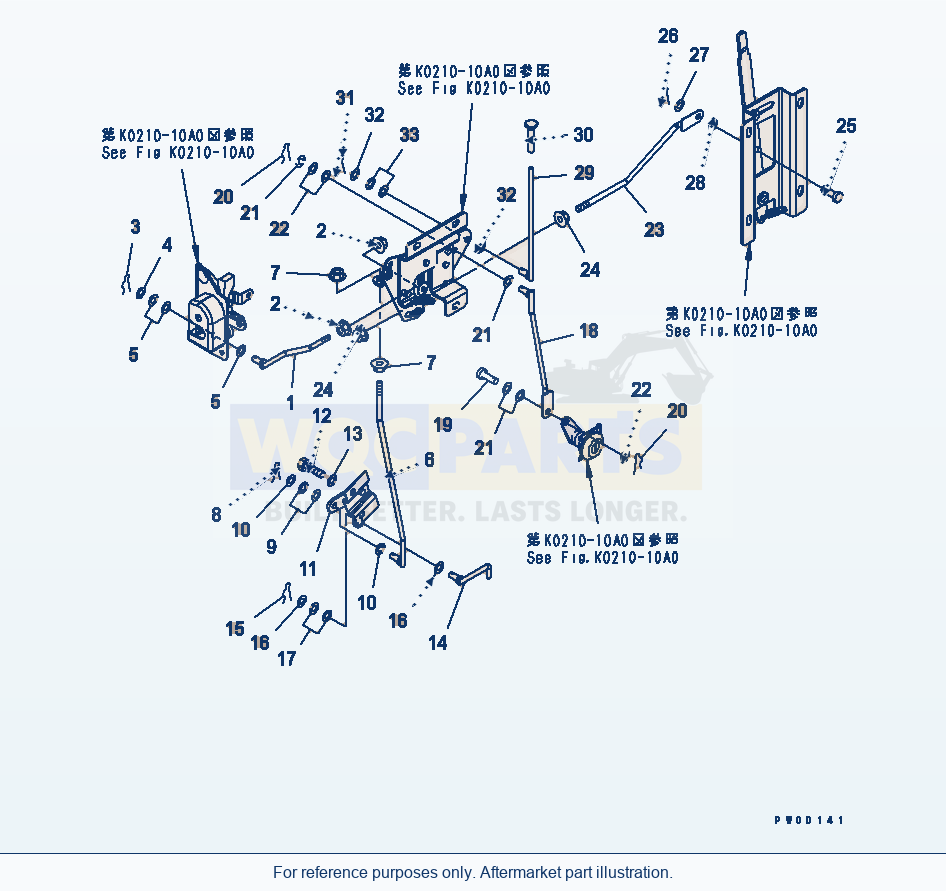 Komatsu WA470-5 Rops Cab (Door Rod And Pin, L.H.) parts diagram