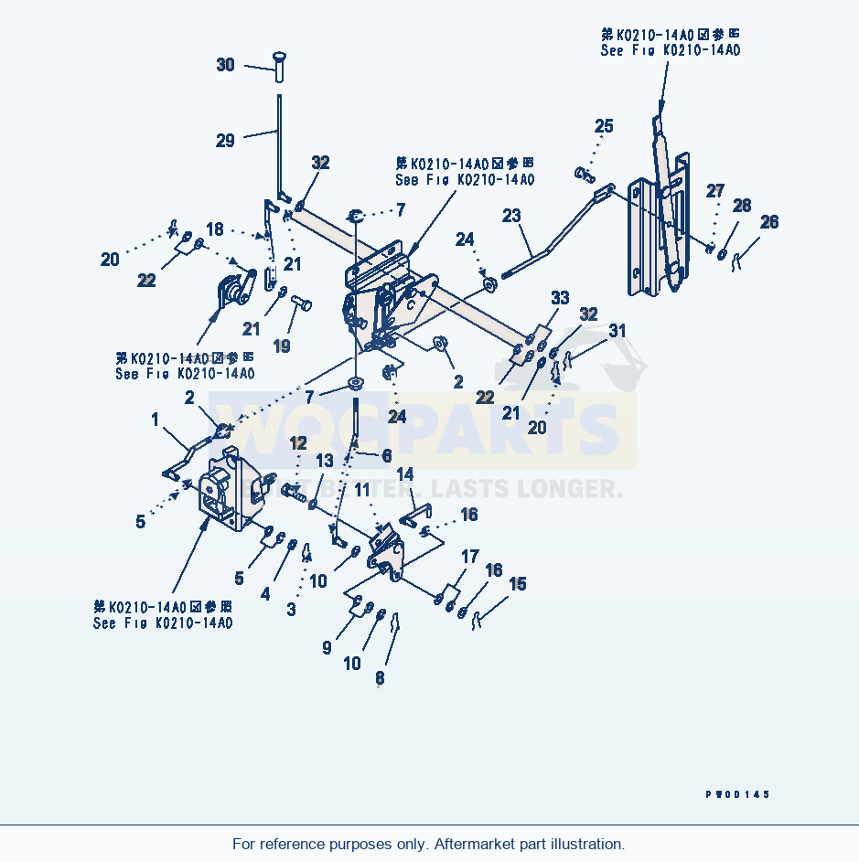 Komatsu WA470-5 Rops Cab (Door Rod And Pin, R.H.) parts diagram