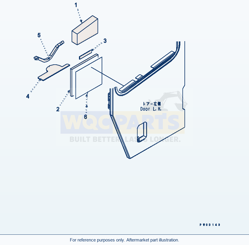 Komatsu WA470-5 Rops Cab (Door Sheet, L.H.) (Except Japan) parts diagram