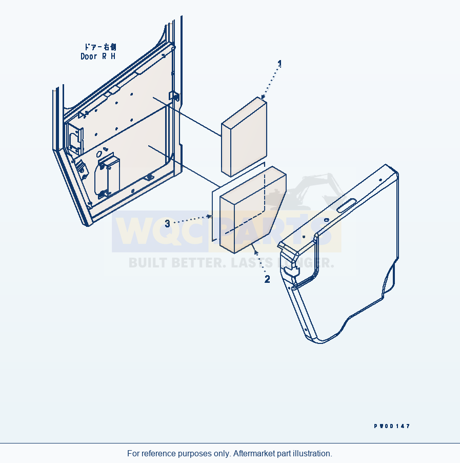 Komatsu WA470-5 Rops Cab (Door Sheet, R.H.) (Except Japan) parts diagram