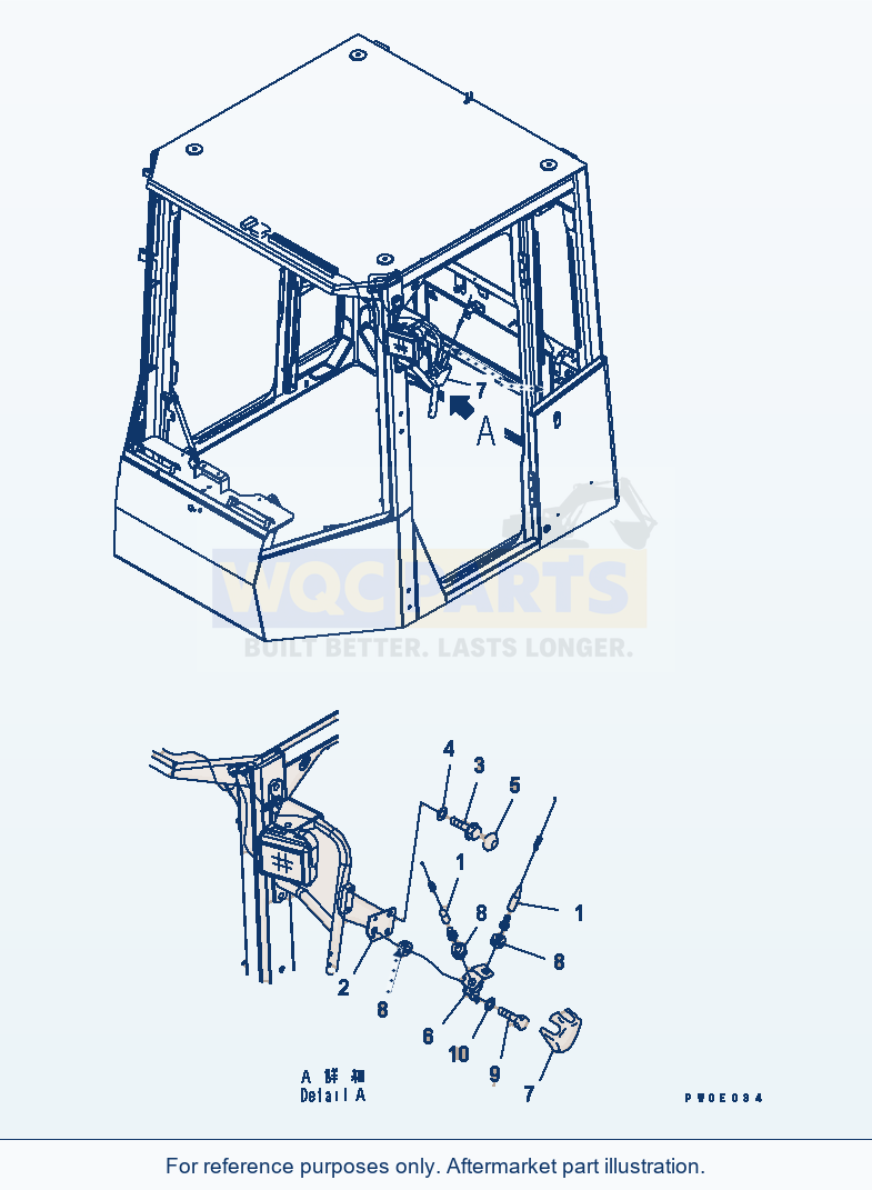 Komatsu WA470-5 Rops Cab (Dopa Antenna) parts diagram