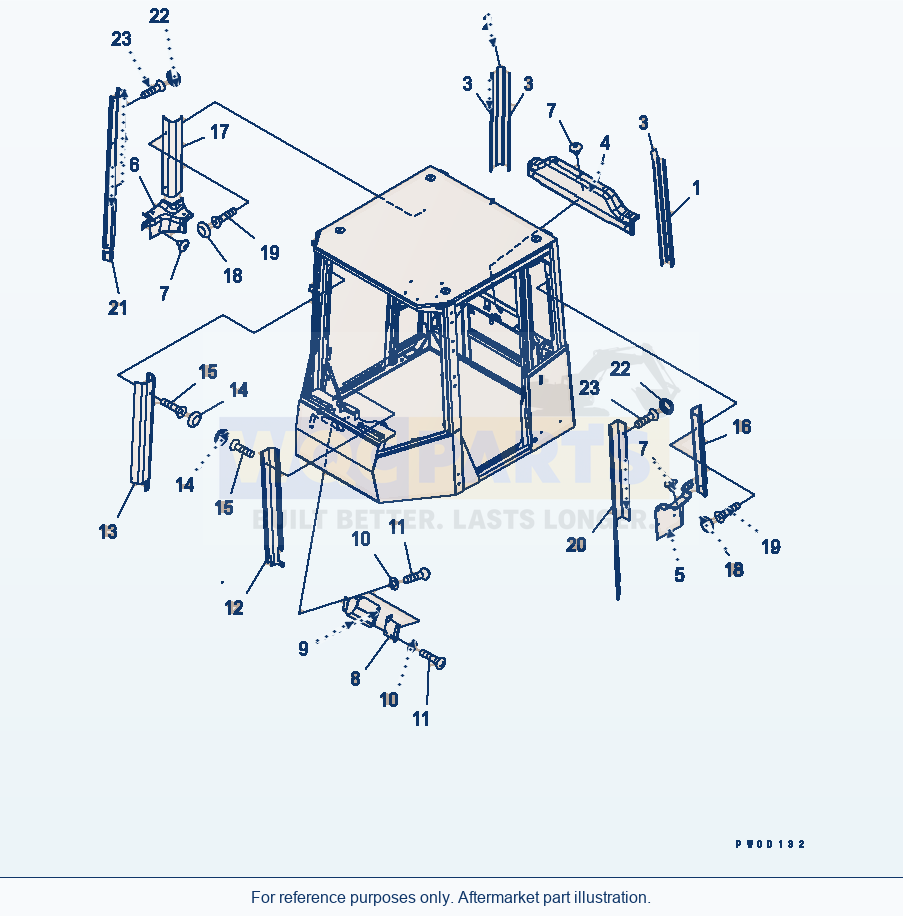 Komatsu WA470-5 Rops Cab (Inside Cover) (For Noise Reduction) parts diagram