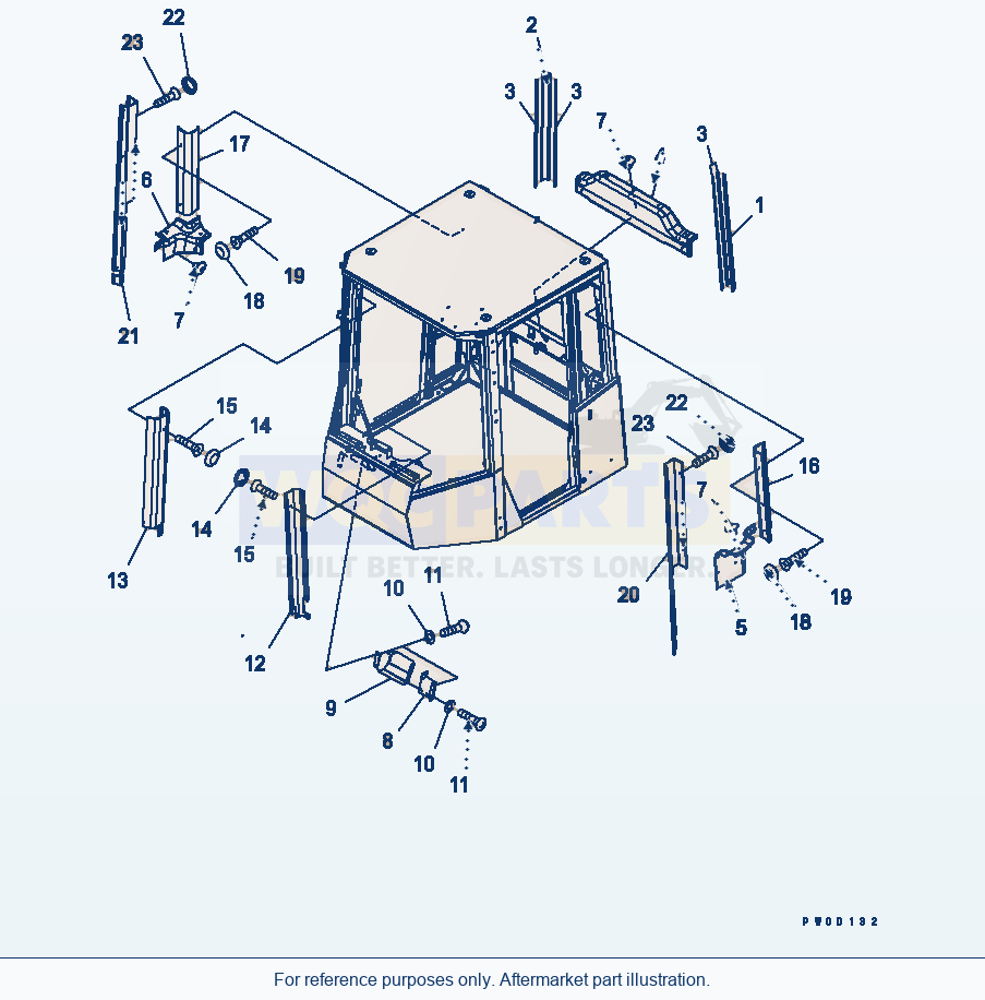 Komatsu WA470-5 Rops Cab (Inside Cover) parts diagram