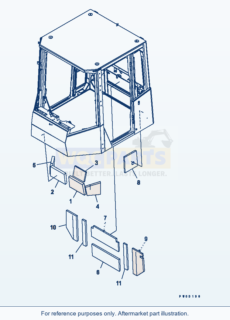 Komatsu WA470-5 Rops Cab (Inside Sheet) parts diagram