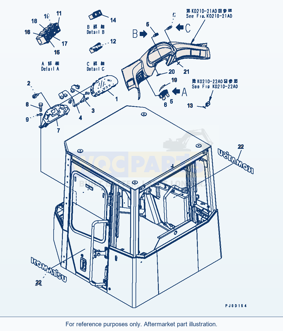Komatsu WA470-5 Rops Cab (Main Monitor And Decal) parts diagram