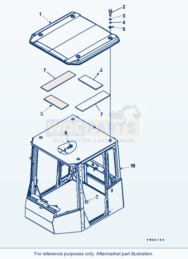 Komatsu WA470-5 Rops Cab (Roof) (Except Japan) parts diagram