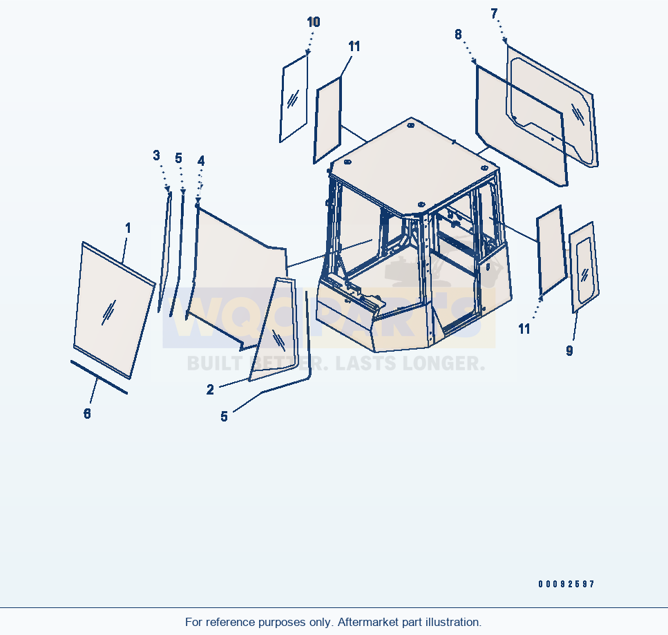 Komatsu WA470-5 Rops Cab (Window Glass) (Except Japan) parts diagram