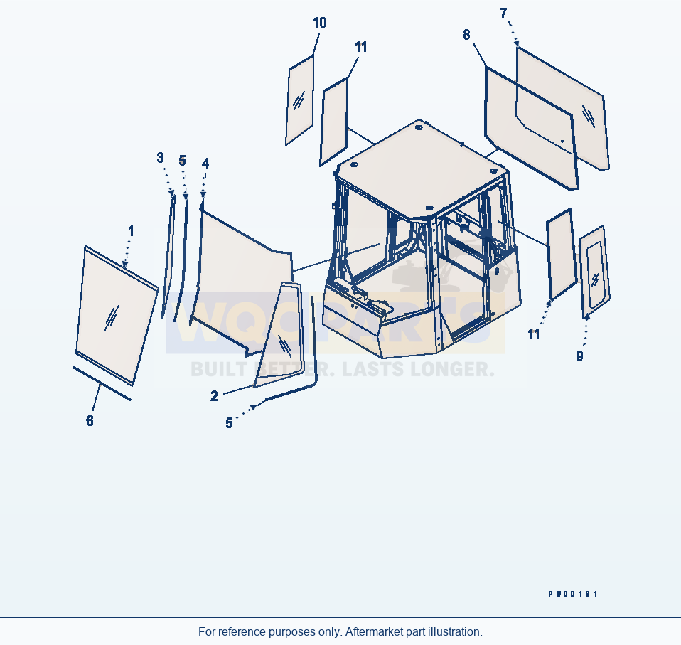 Komatsu WA470-5 Rops Cab (Window Glass) parts diagram