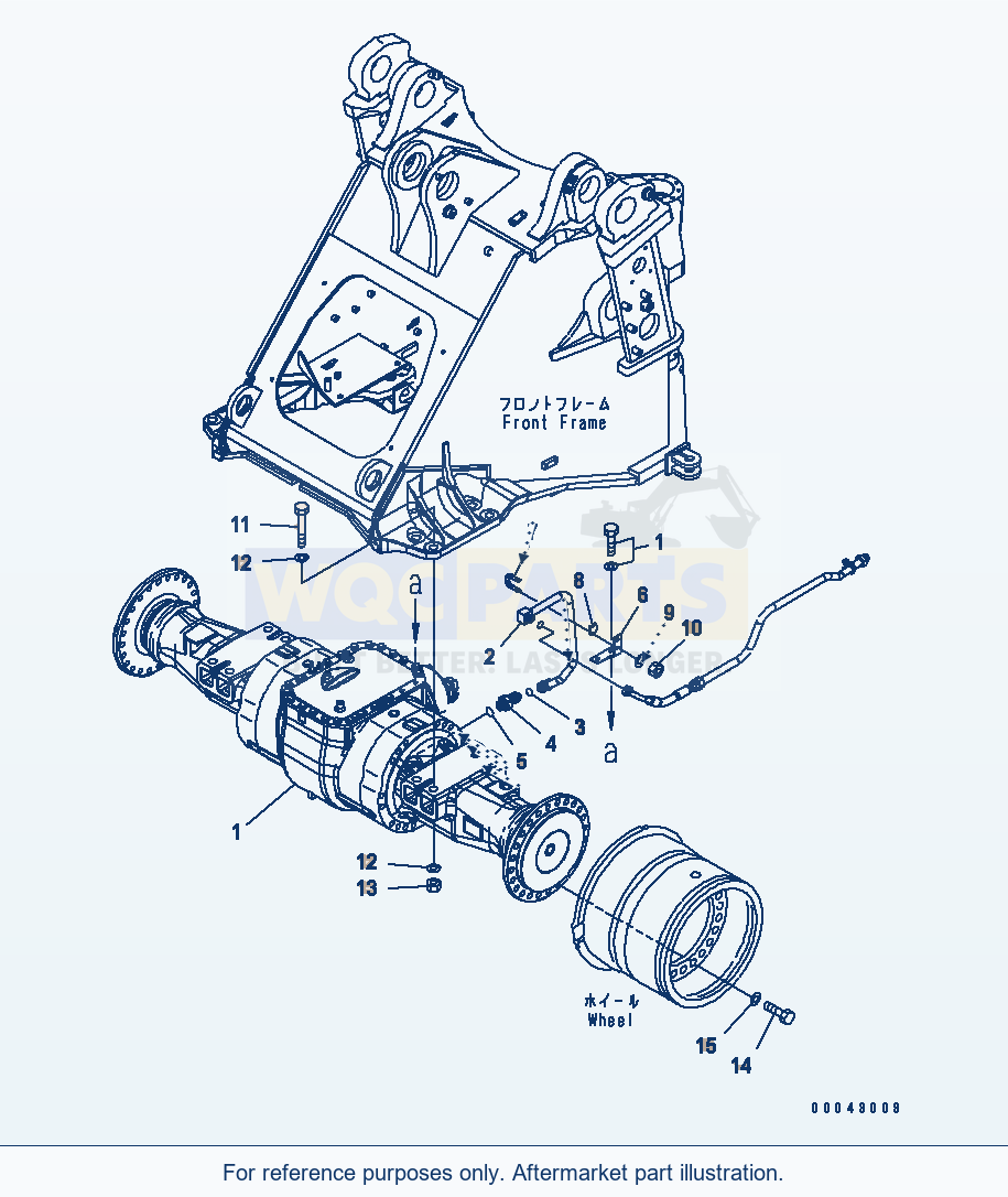 Komatsu WA470-5 Front Axle Mounting (For Brake Cooling) parts diagram