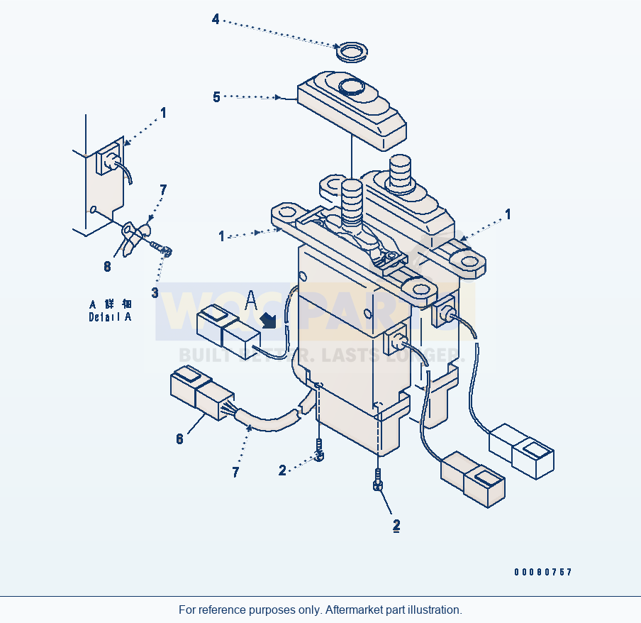 Komatsu WA470-5 Electric Lever(#70052-) parts diagram
