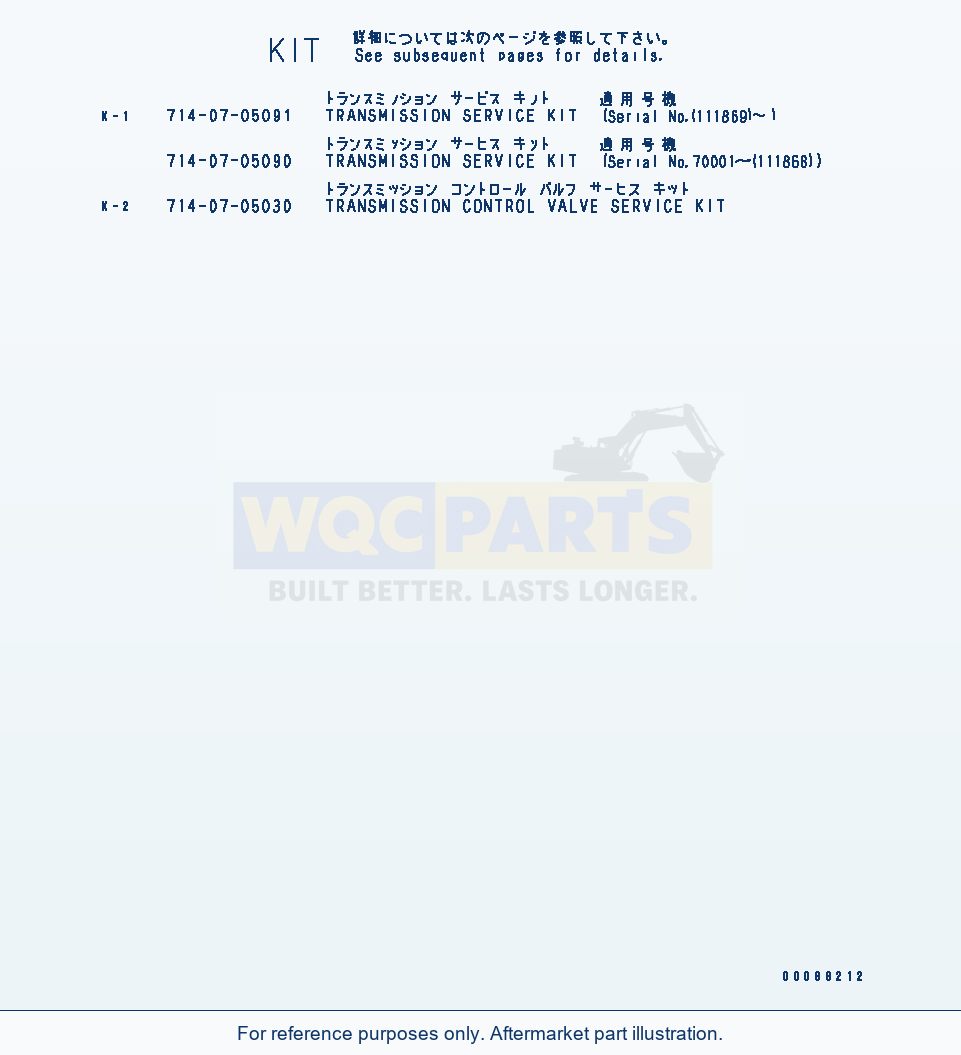 Komatsu WA470-5 Service Kit (With Lockup) parts diagram