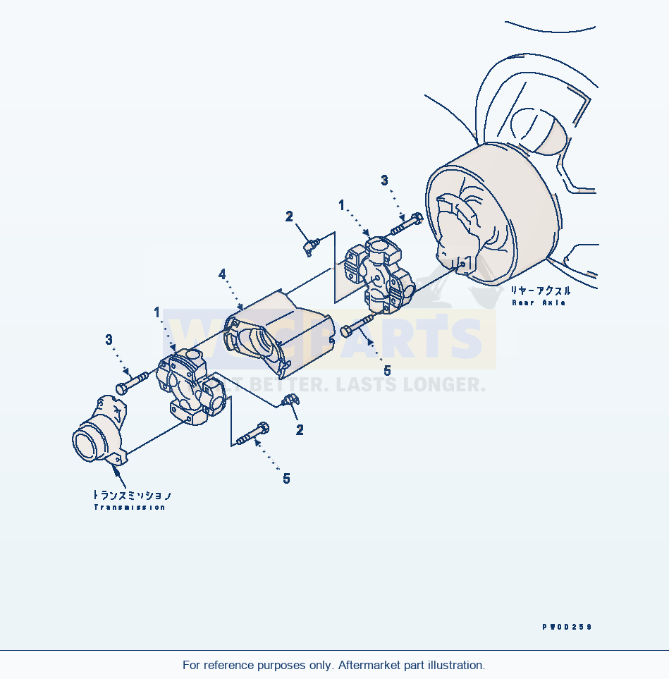 Komatsu WA470-5 Drive Shaft (Rear) Serial 70001-UP parts diagram