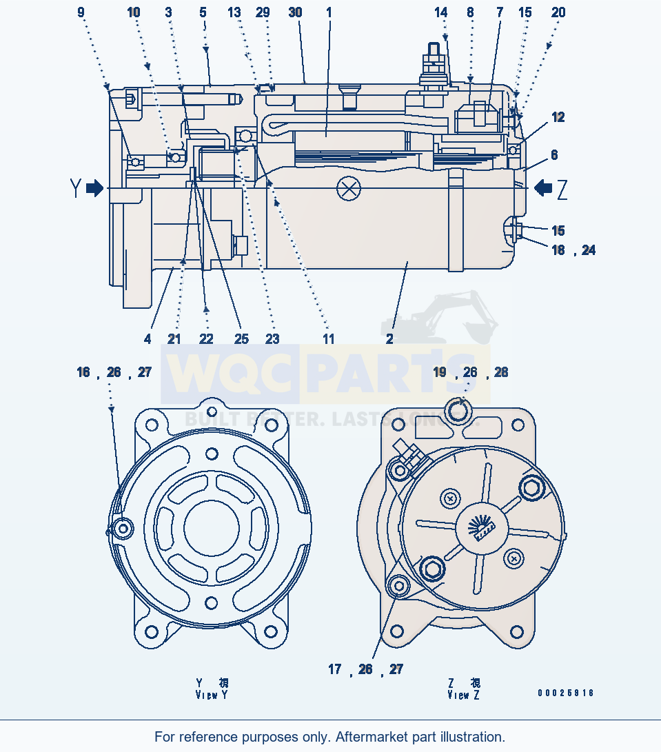 Komatsu WA470-5 Emergency Steering Motor Serial 70001-UP parts diagram