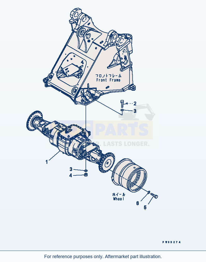 Komatsu WA470-5 Front Axle Mounting Serial 70001-UP parts diagram