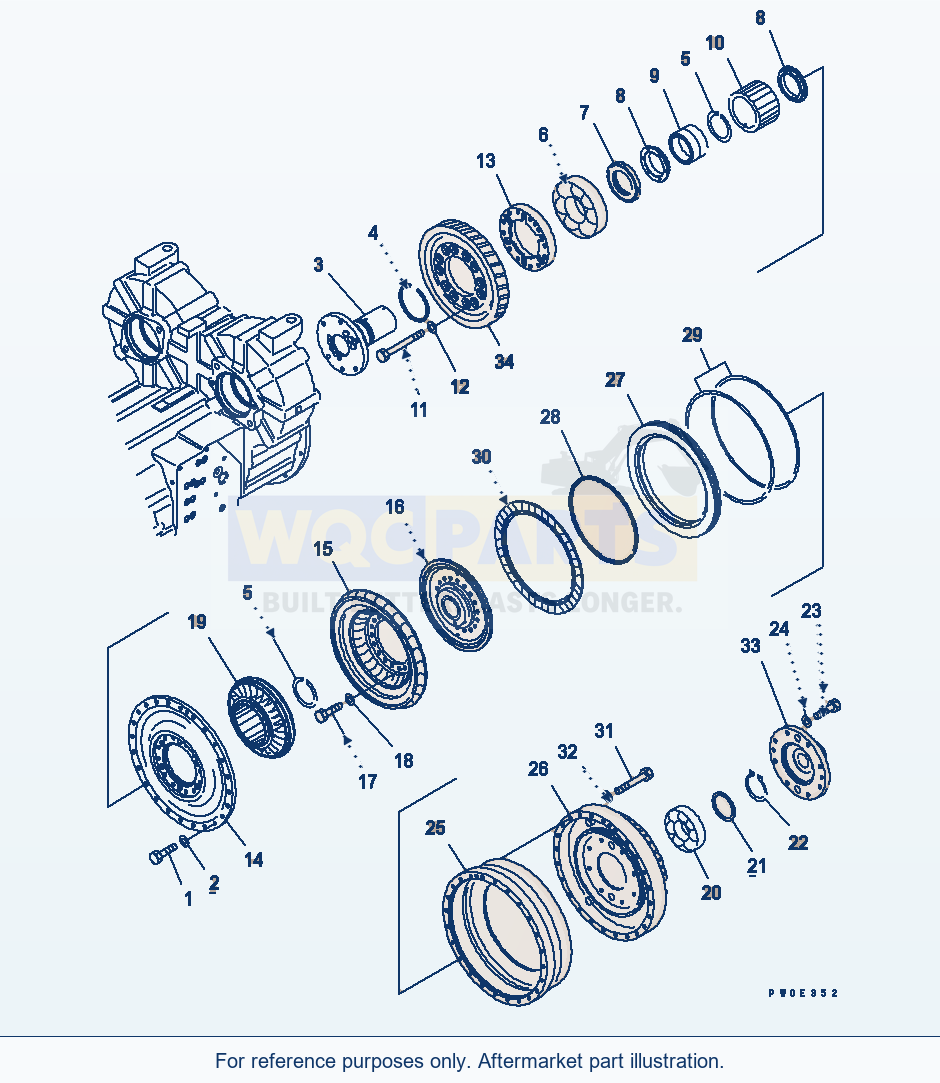 Komatsu WA470-5 Torque Converter (With Lock-Up) parts diagram