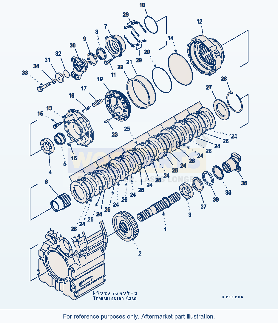 Komatsu WA470-5 Transmission (Output Shaft) Serial 70001-UP parts diagram