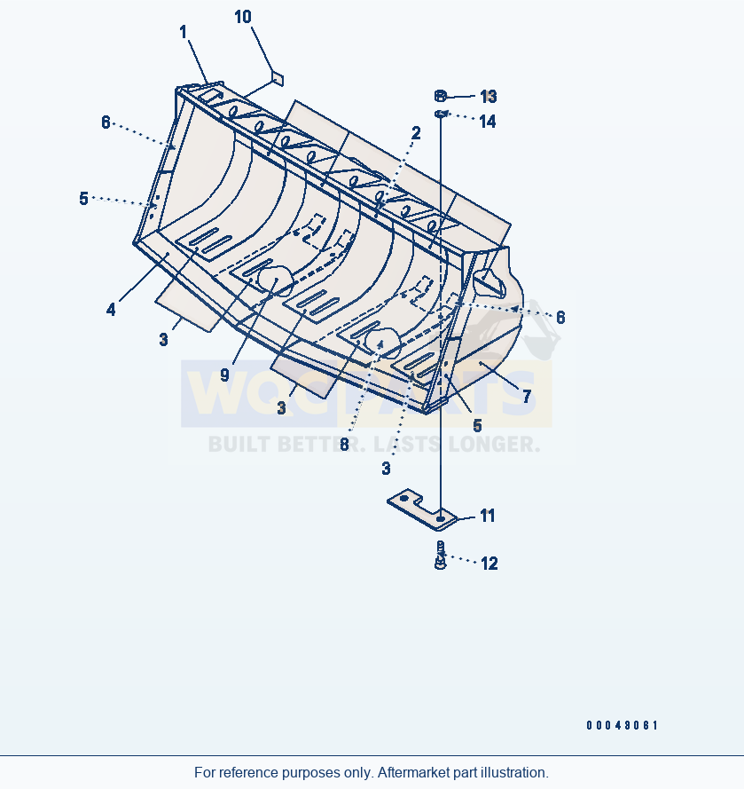 Komatsu WA470-5 Bucket 3.6m³ (Vertical Bucket) (Tooth Less) parts diagram