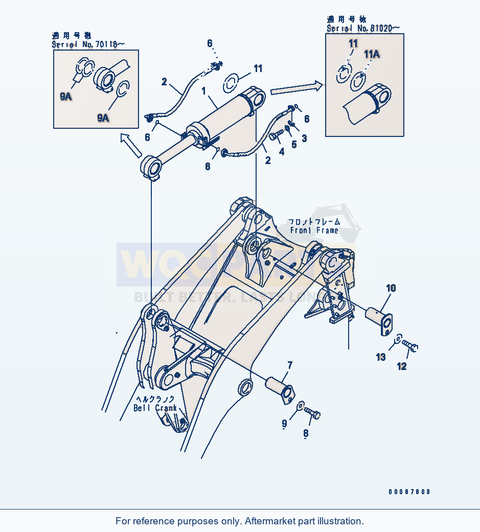 Komatsu WA470-5 Bucket Cylinder (For High Lift) parts diagram