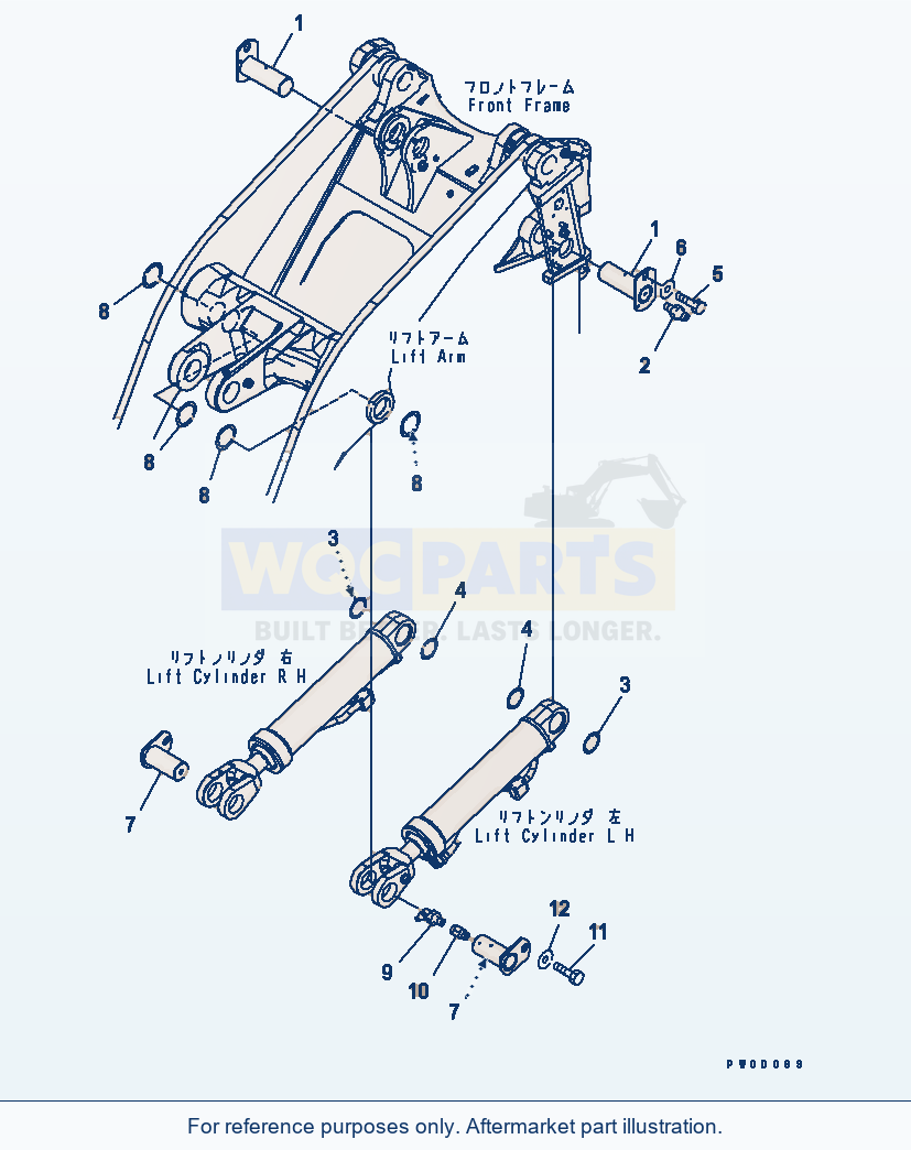 Komatsu WA470-5 Lift Cylinder (Pin) Serial 70001-UP parts diagram