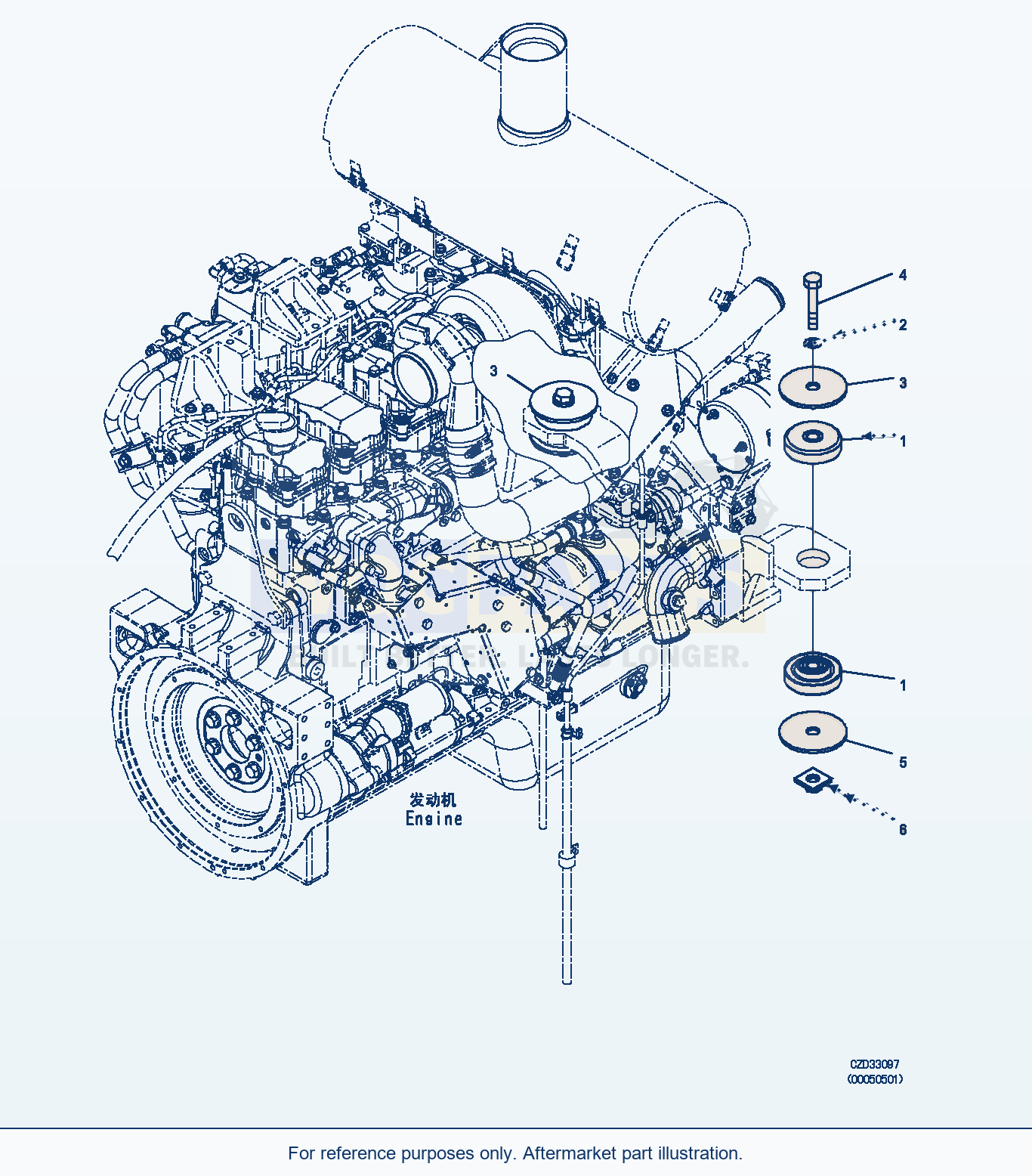 Komatsu WA470-6 Engine Mounting (|B00003) parts diagram