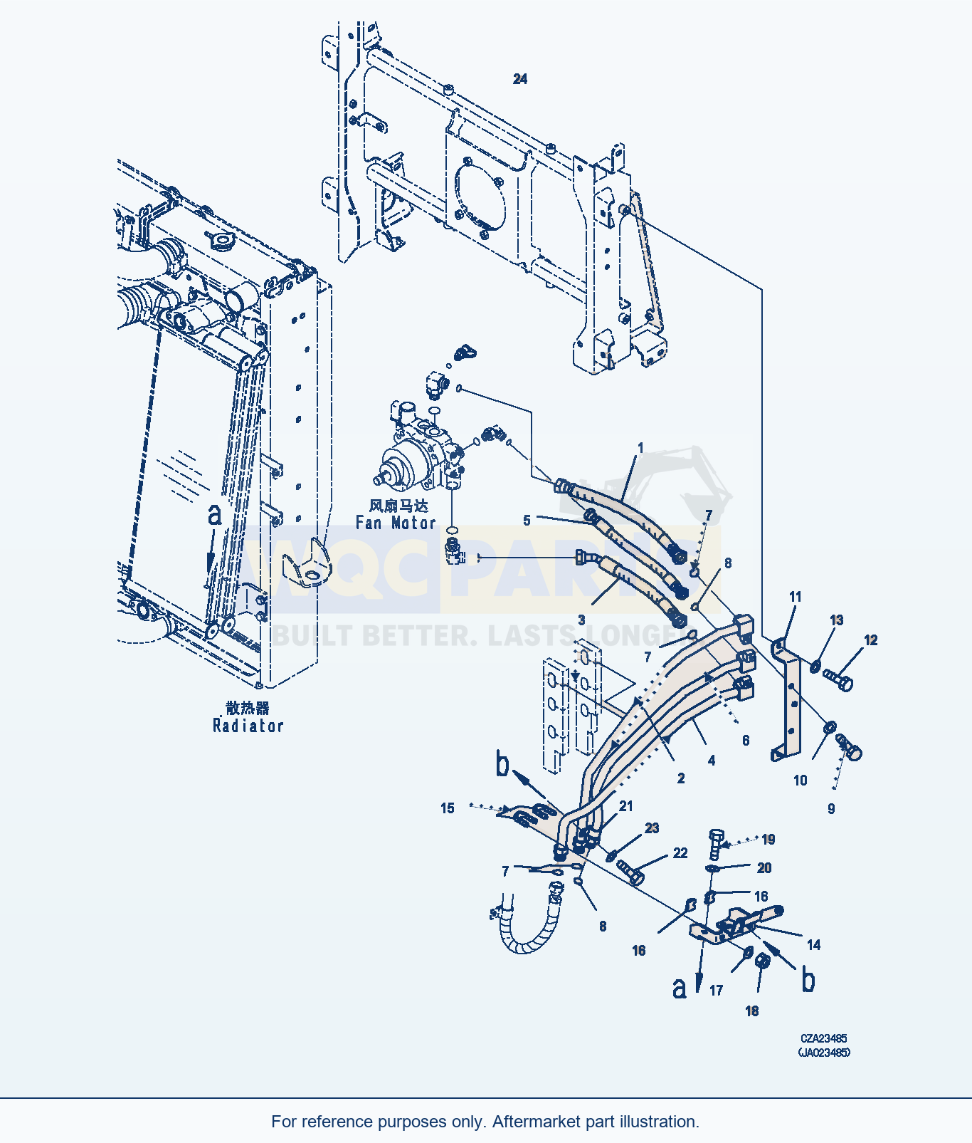 Komatsu WA470-6 Radiator (Fan Motor Piping) (|C00024) parts diagram