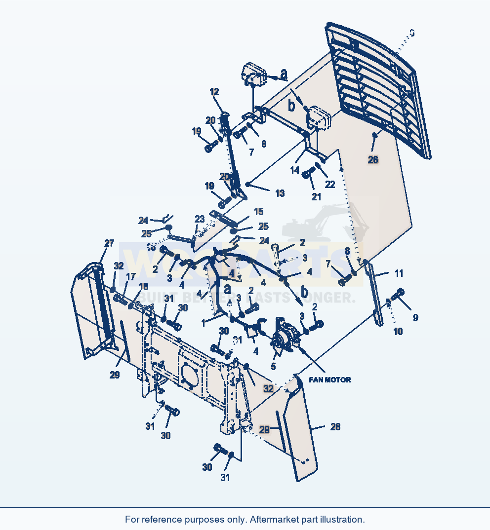 Komatsu WA470-6 Radiator Grille Serial A46001-UP parts diagram