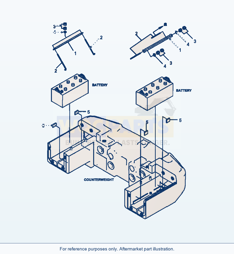 Komatsu WA470-6 Battery Box Battery Hold Down Serial A45001-UP parts diagram