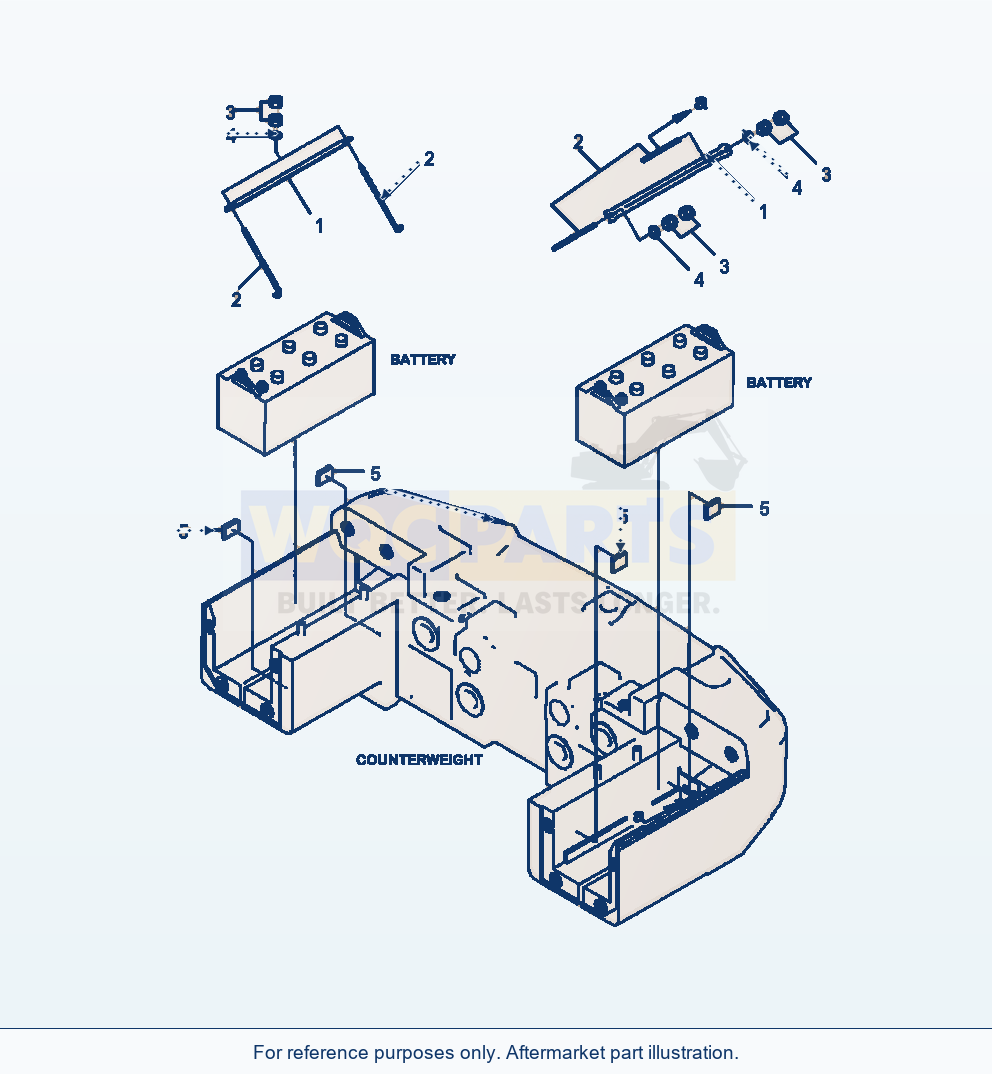 Komatsu WA470-6 Battery Box Battery Hold Down Serial A46001-UP parts diagram