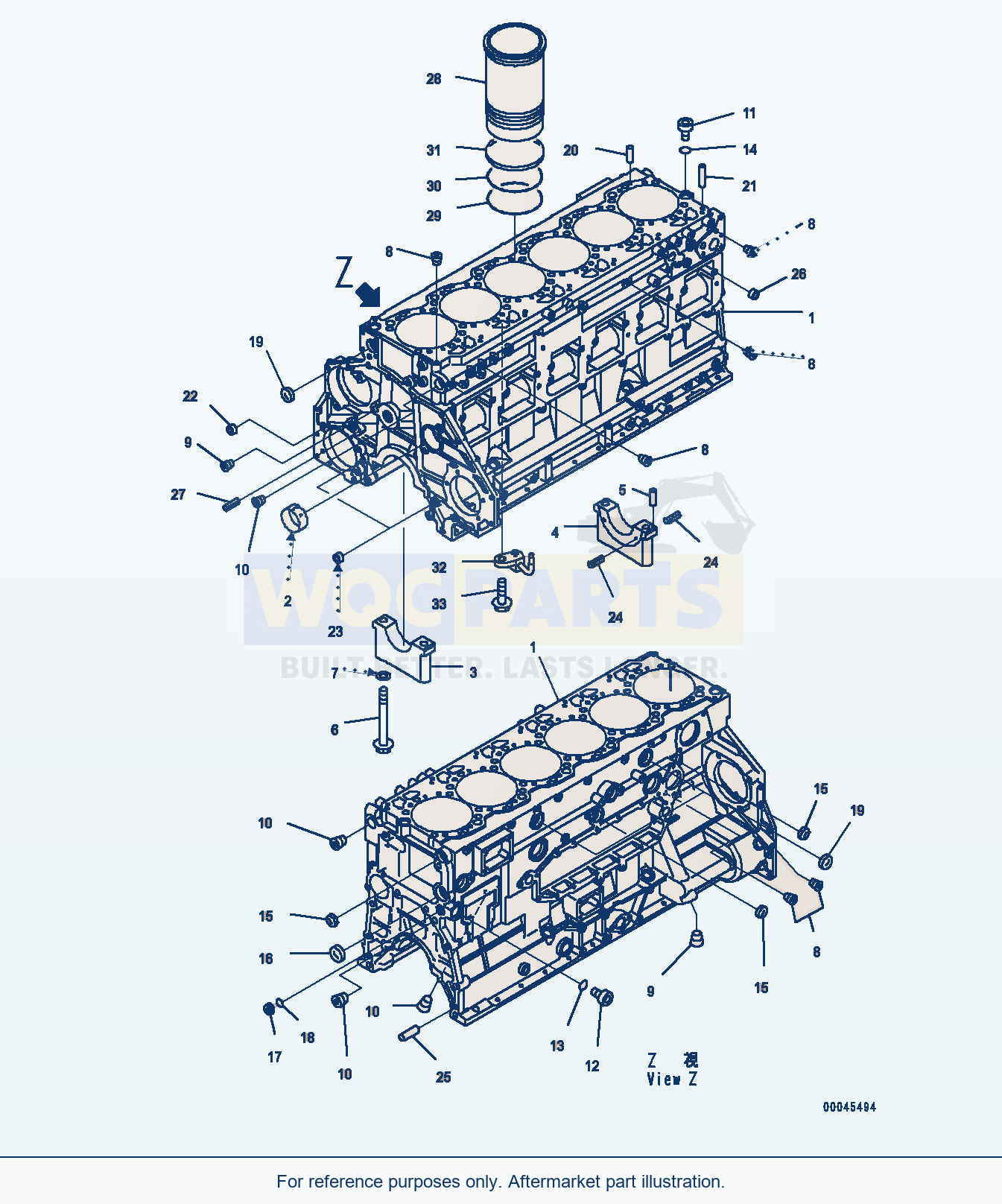 Komatsu WA470-6 Cylinder Block (#567555-) Serial 90216-UP parts diagram