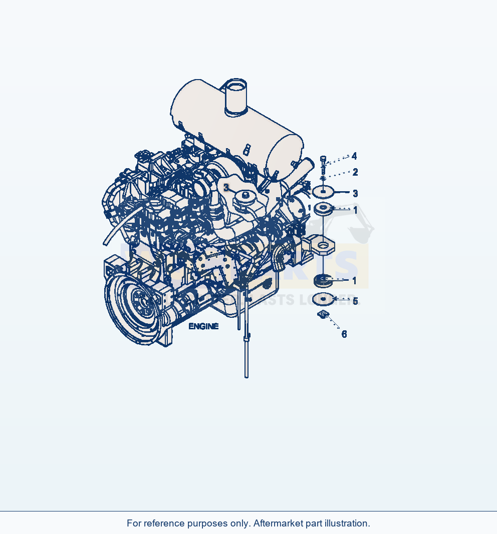 Komatsu WA470-6 Engine Mount Serial A45001-UP parts diagram