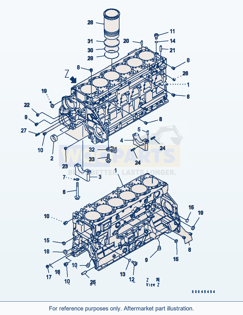 Komatsu WA470-6 Cylinder Block Serial 85001-90215 (ECOT3) parts diagram