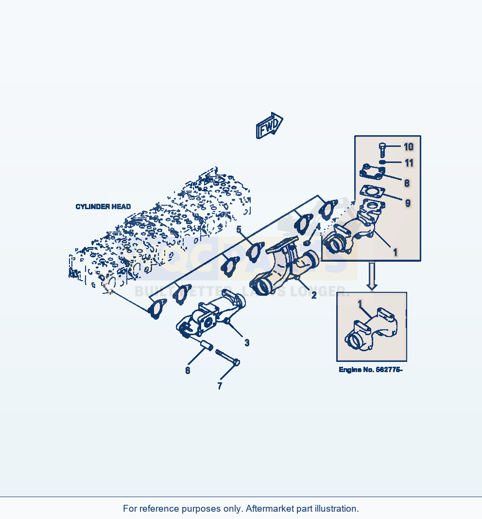 Komatsu WA470-6 Exhaust Manifold Serial A46001-UP parts diagram
