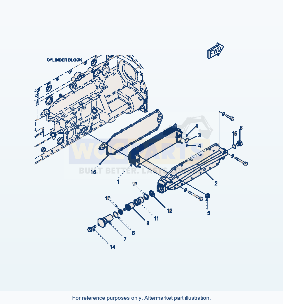 Komatsu WA470-6 Oil Cooler Serial A46001-UP parts diagram