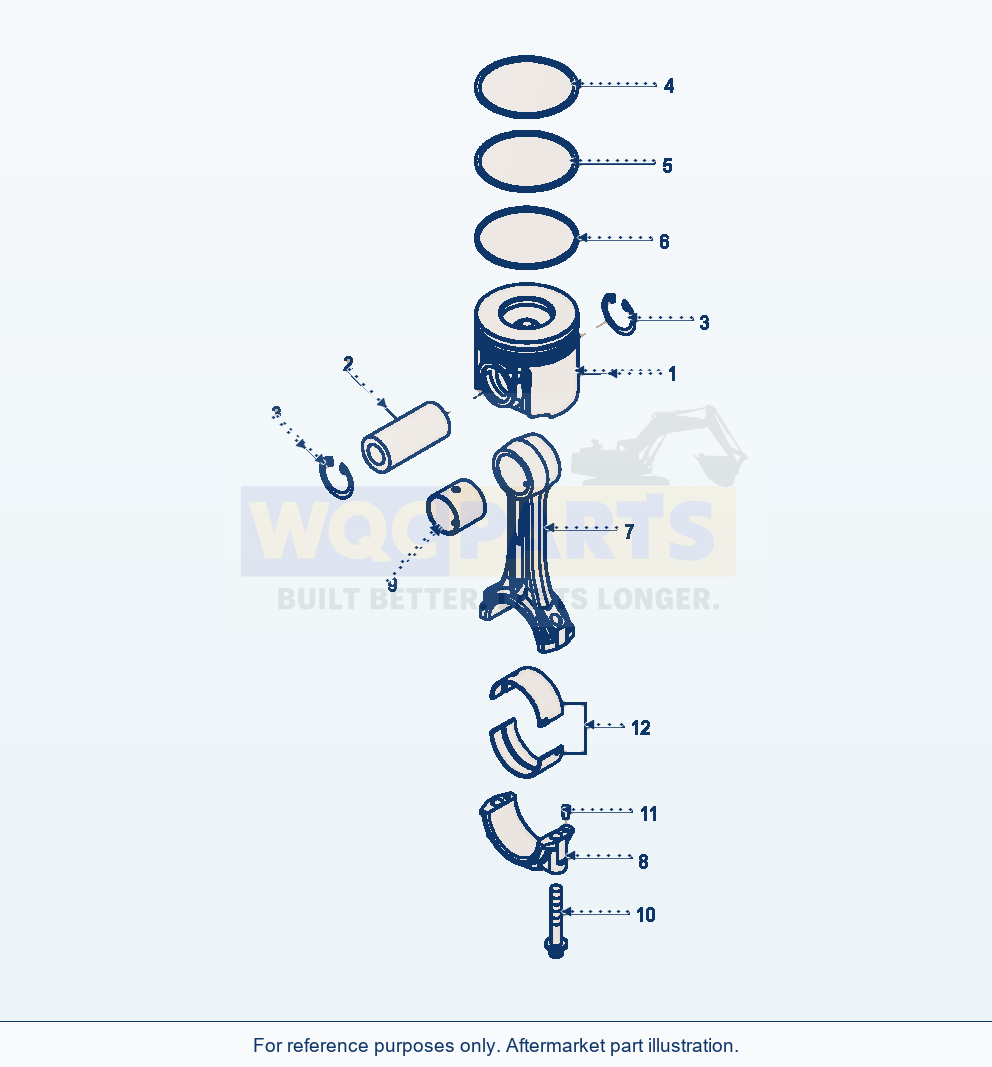 Komatsu WA470-6 Piston And Connecting Rod Serial A45001-UP parts diagram