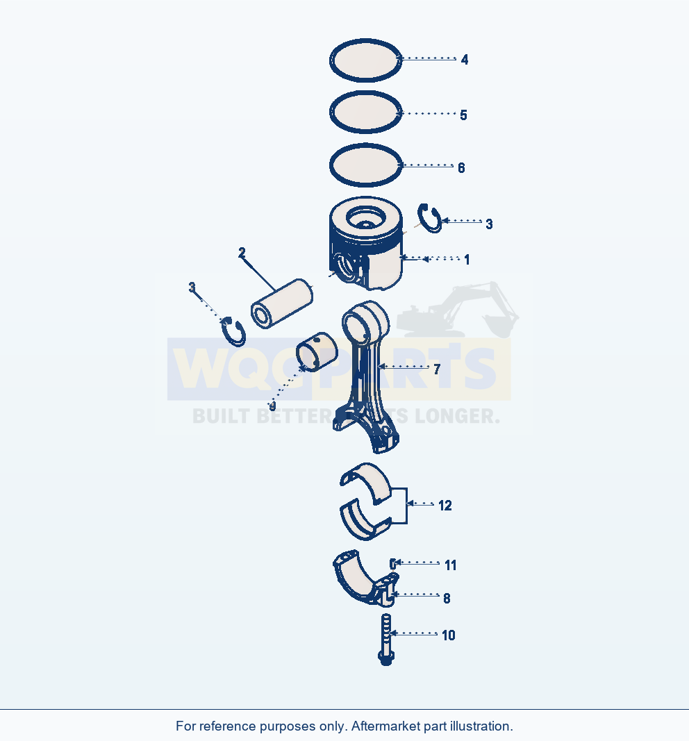 Komatsu WA470-6 Piston And Connecting Rod Serial A46001-UP parts diagram