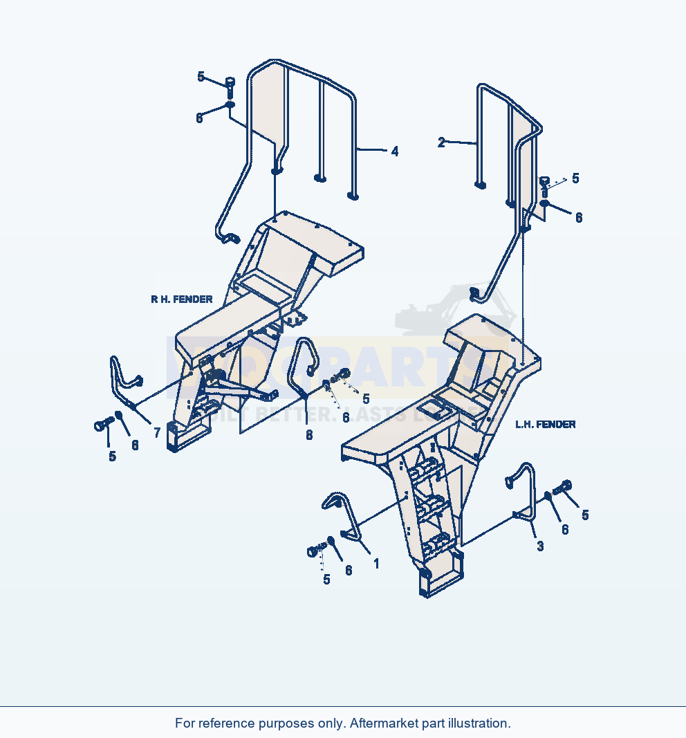 Komatsu WA470-6 Handrails Serial A45001-UP parts diagram