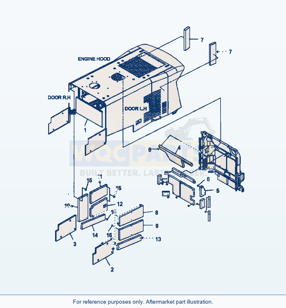 Komatsu WA470-6 Hood Sheets Serial A45001-UP parts diagram