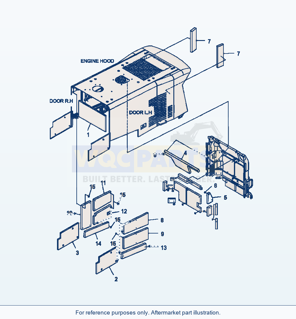 Komatsu WA470-6 Hood Sheets Serial A46001-UP parts diagram