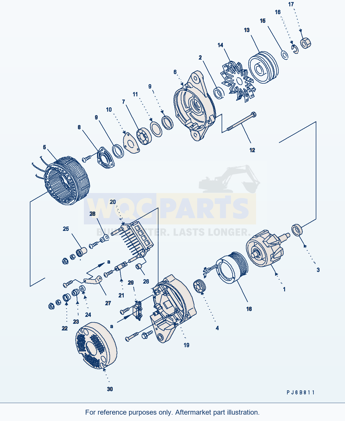 Komatsu WA470-6 Aa Engine — Alternator (50A) (Inner Parts) parts diagram