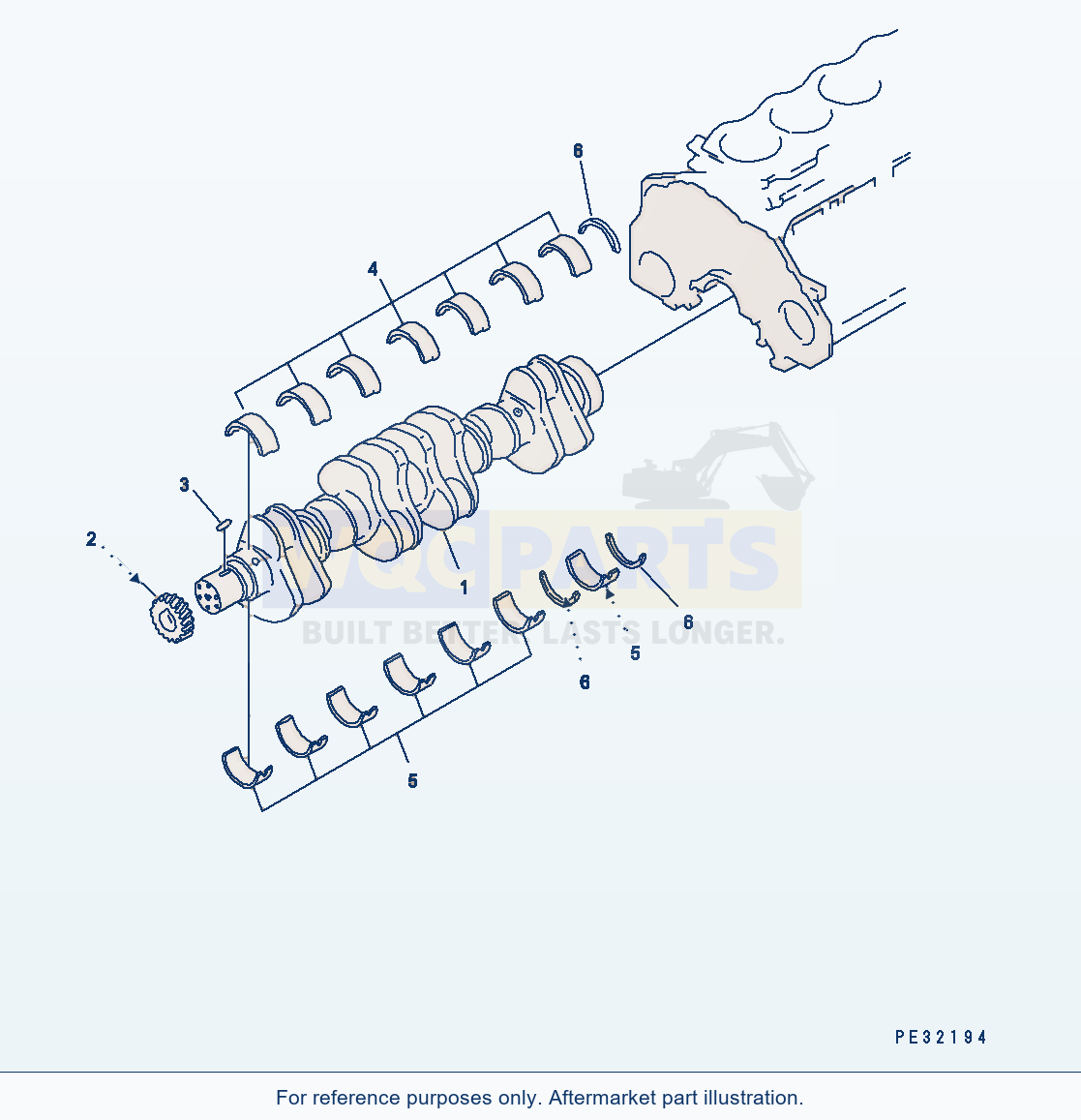 Komatsu WA470-6 Aa Engine — Crankshaft parts diagram