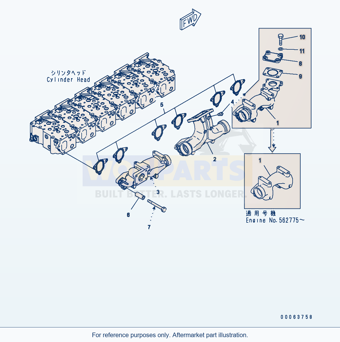 Komatsu WA470-6 Aa Engine — Exhaust Manifold parts diagram